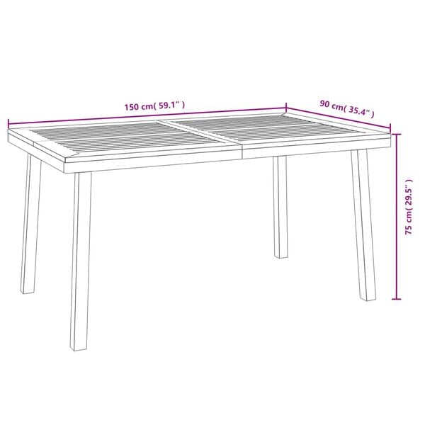 vidaXL Garden Table 150x90x75 cm Solid Wood Acacia