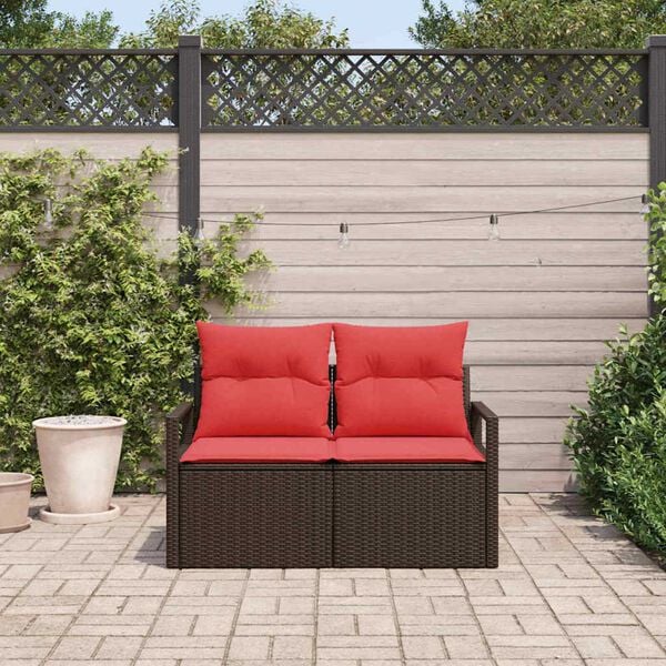 vidaXL Garden Sofa Brown 120 x 62 x 69cm Poly Rattan