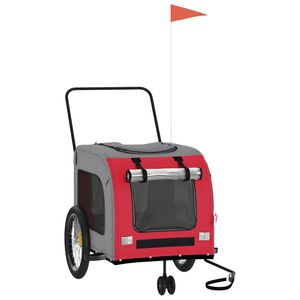 vidaXL Pet Bike Trailer Red and Grey Oxford Fabric and Iron