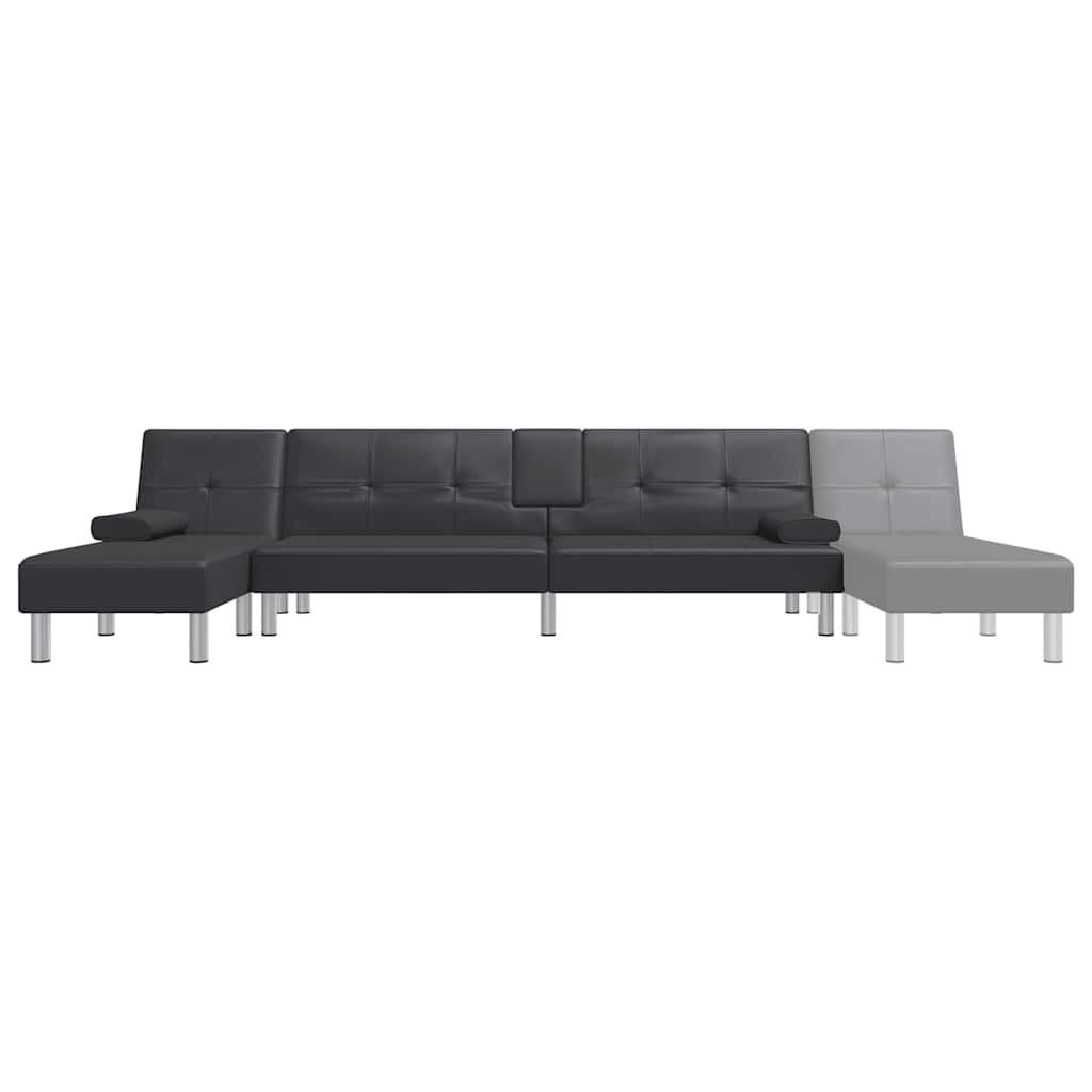 vidaXL L-shaped Sofa Bed Black 255x140x70 cm Faux Leather