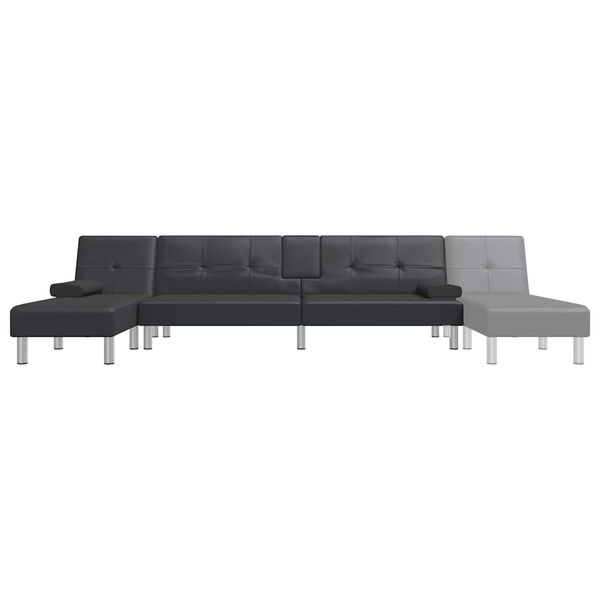 vidaXL L-shaped Sofa Bed Black 255x140x70 cm Faux Leather