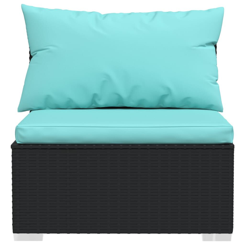vidaXL 4 Piece Garden Lounge Set with Cushions Black Poly Rattan