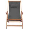 vidaXL Folding Beach Chair Fabric and Wooden Frame Grey