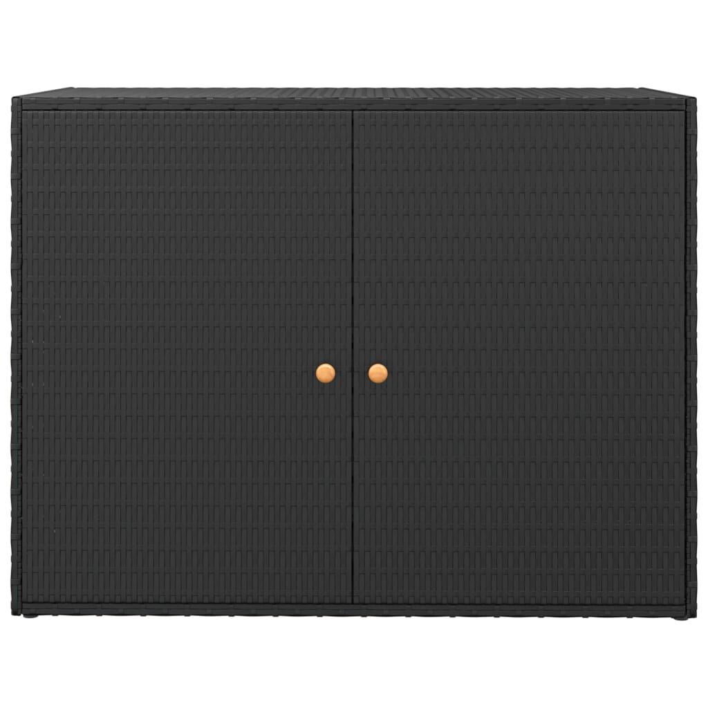 vidaXL Garden Storage Cabinet Black 100x55.5x80 cm Poly Rattan