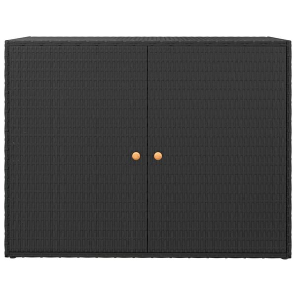 vidaXL Garden Storage Cabinet Black 100x55.5x80 cm Poly Rattan