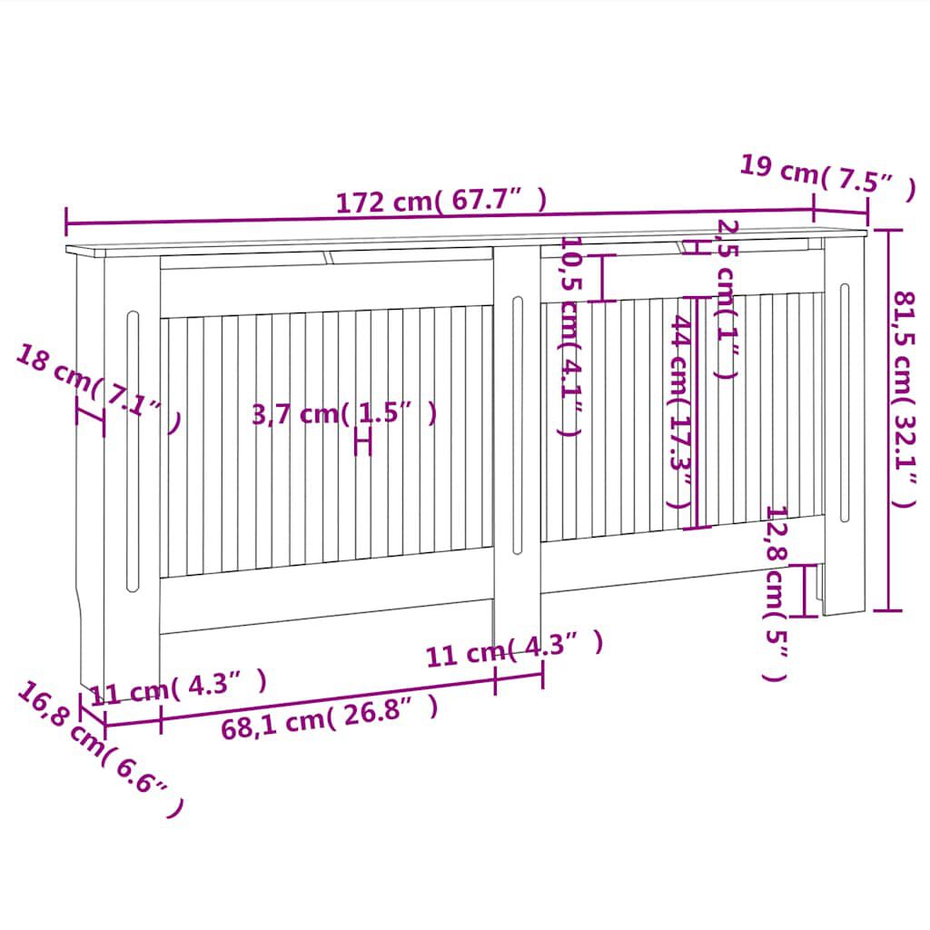 vidaXL Radiator Cover 172x19x81.5 cm MDF