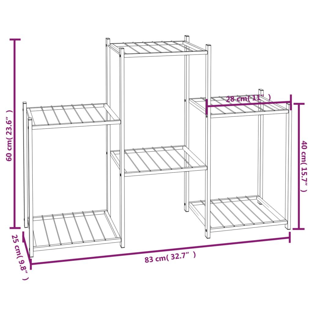 vidaXL Flower Stand 83x25x60 cm Black Iron