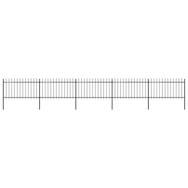 vidaXL Garden Fence with Spear Top Steel 892.5x100 cm Black