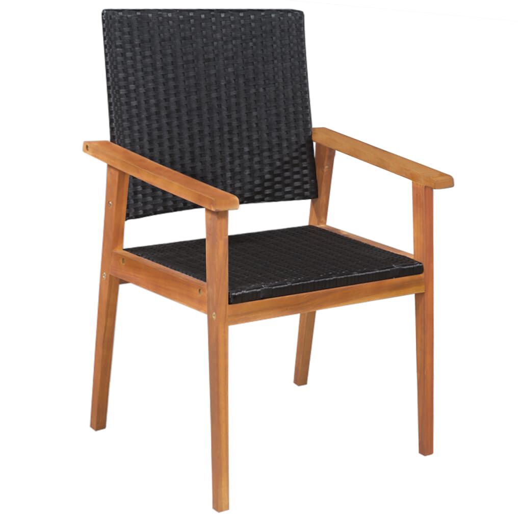 vidaXL 5 Piece Outdoor Dining Set Poly Rattan Black and Brown