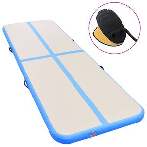 vidaXL Inflatable Gymnastics Mat with Pump 400x100x10 cm PVC Blue