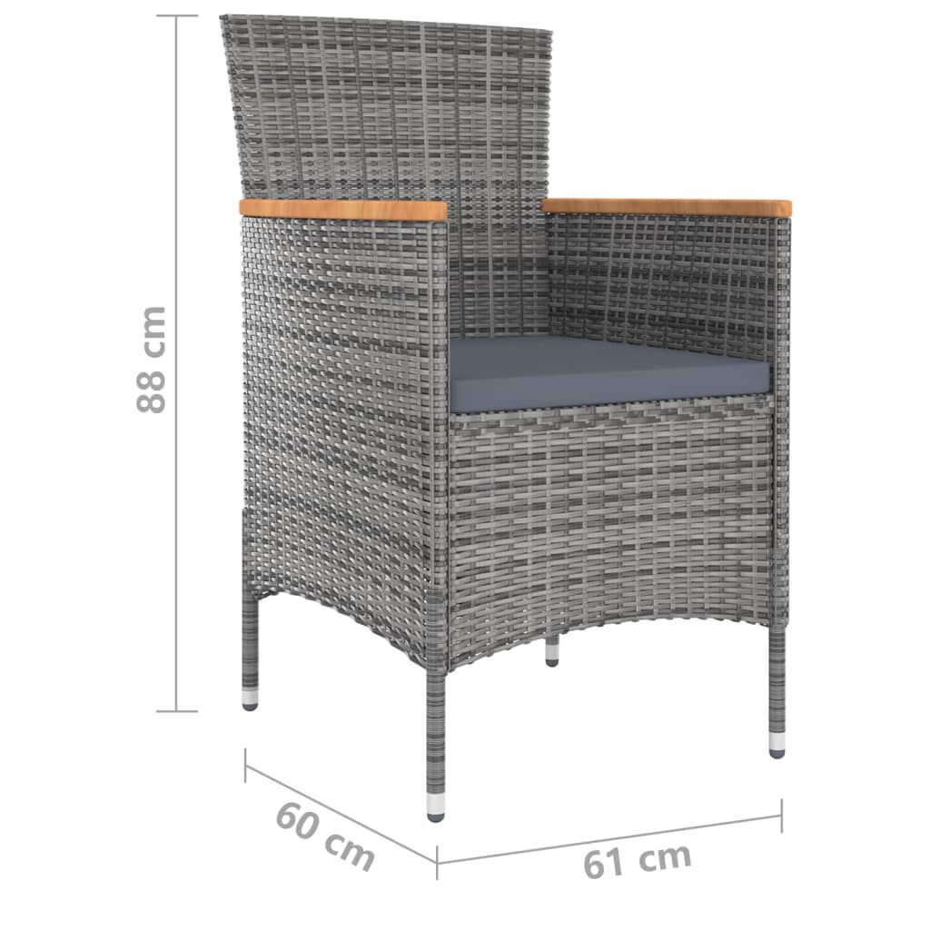 vidaXL 7 Piece Garden Dining Set with Cushions Grey