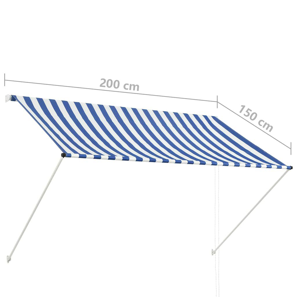 vidaXL Retractable Awning 200x150 cm Blue and White