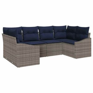 vidaXL Sofa Set with Cushion 6 pcs Grey Poly Rattan