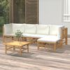 vidaXL 6 Piece Garden Lounge Set with Cream White Cushions Bamboo