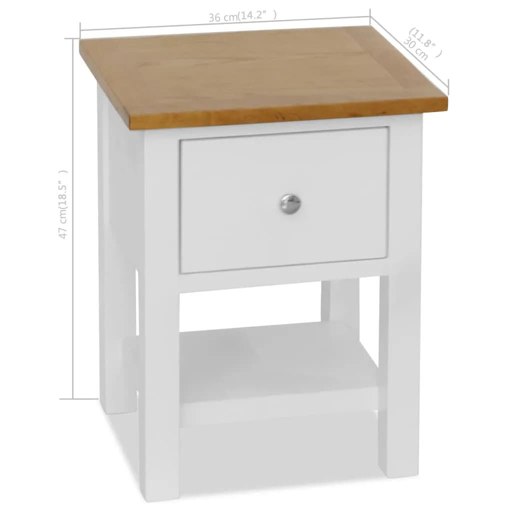 vidaXL Nightstand 36x30x47 cm Solid Oak Wood
