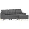 vidaXL 3-Seater Sofa with Footstool Dark Grey 180 cm Fabric
