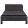 vidaXL 2-Person Sunbed with Cushion Black Poly Rattan