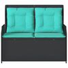 vidaXL Reclining Garden Bench with Cushions Black Poly Rattan