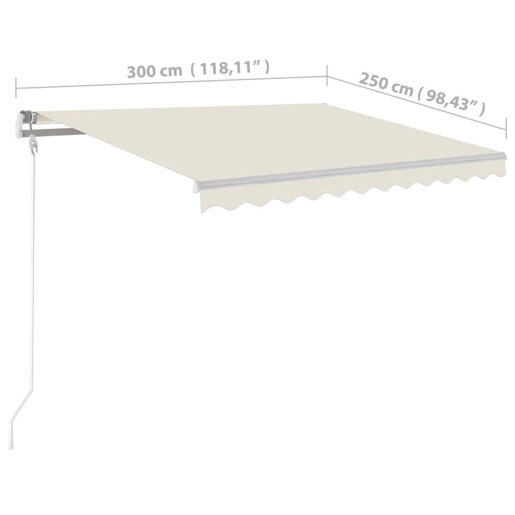 vidaXL Automatic Retractable Awning 300x250 cm Cream