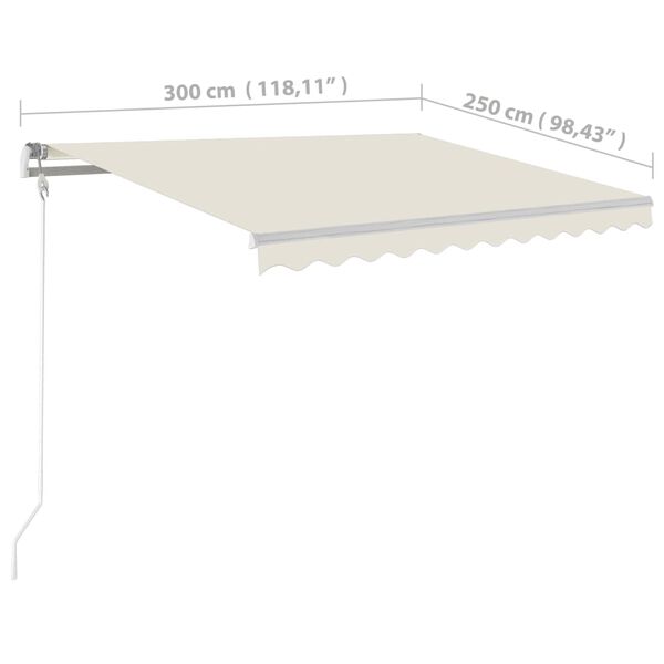 vidaXL Automatic Retractable Awning 300x250 cm Cream