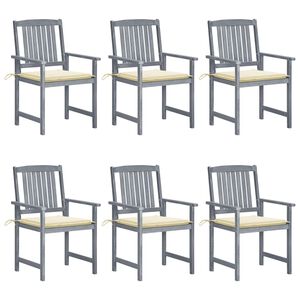vidaXL Garden Chairs with Cushions 6 pcs Solid Wood Acacia Grey