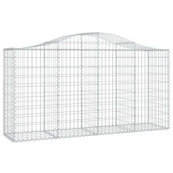 vidaXL Arched Gabion Baskets 4 pcs 200x50x100/120 cm Galvanised Iron