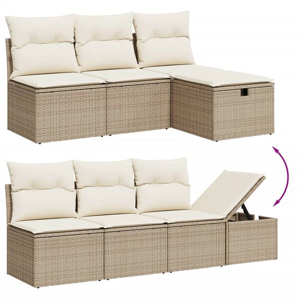 vidaXL 8 Piece Garden Sofa Set with Cushions Beige Poly Rattan