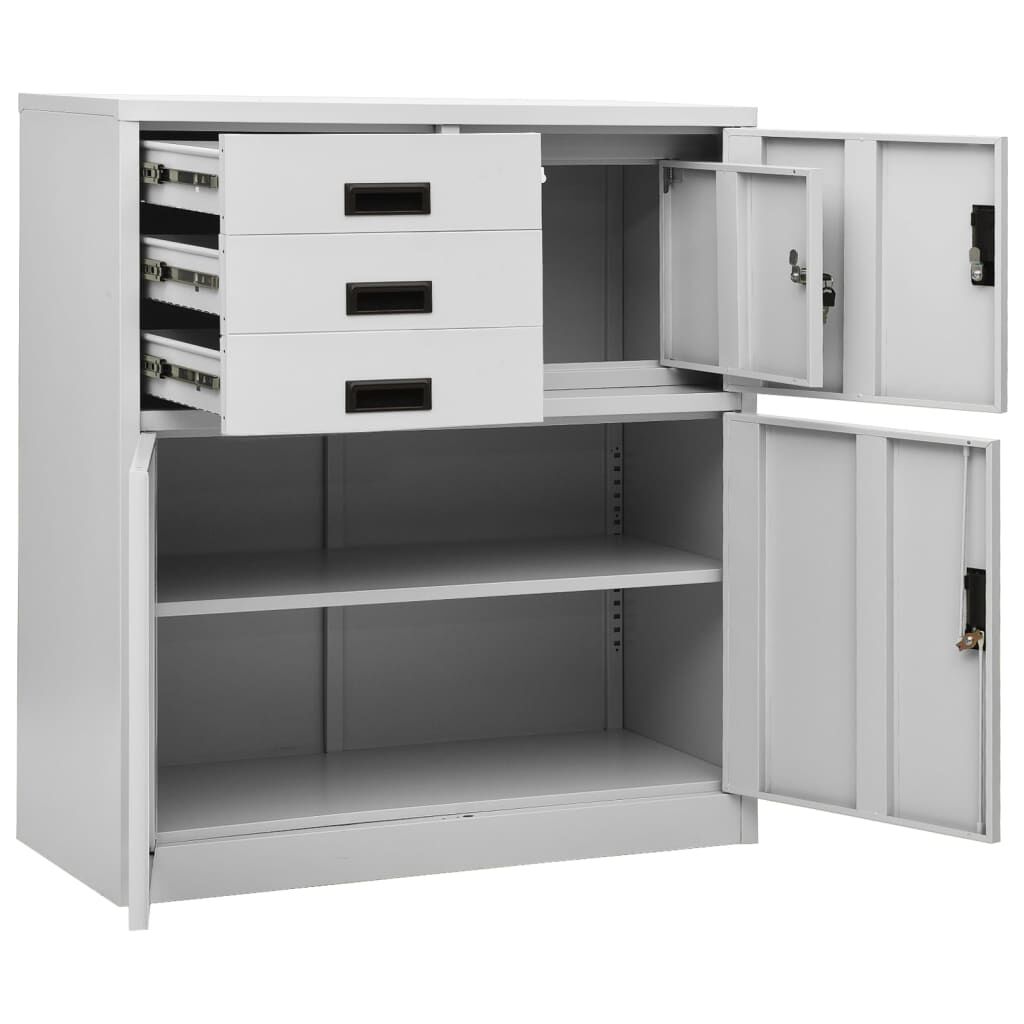 vidaXL Office Cabinet Light Grey 90x40x102 cm Steel