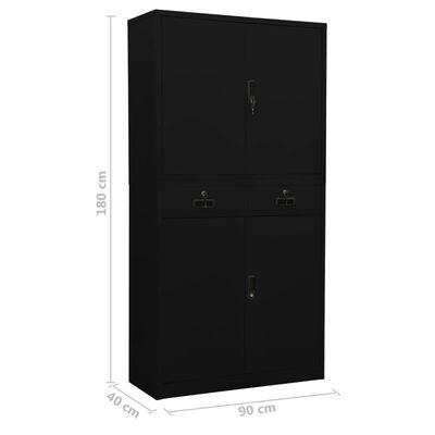 vidaXL Office Cabinet Black 90x40x180 cm Steel