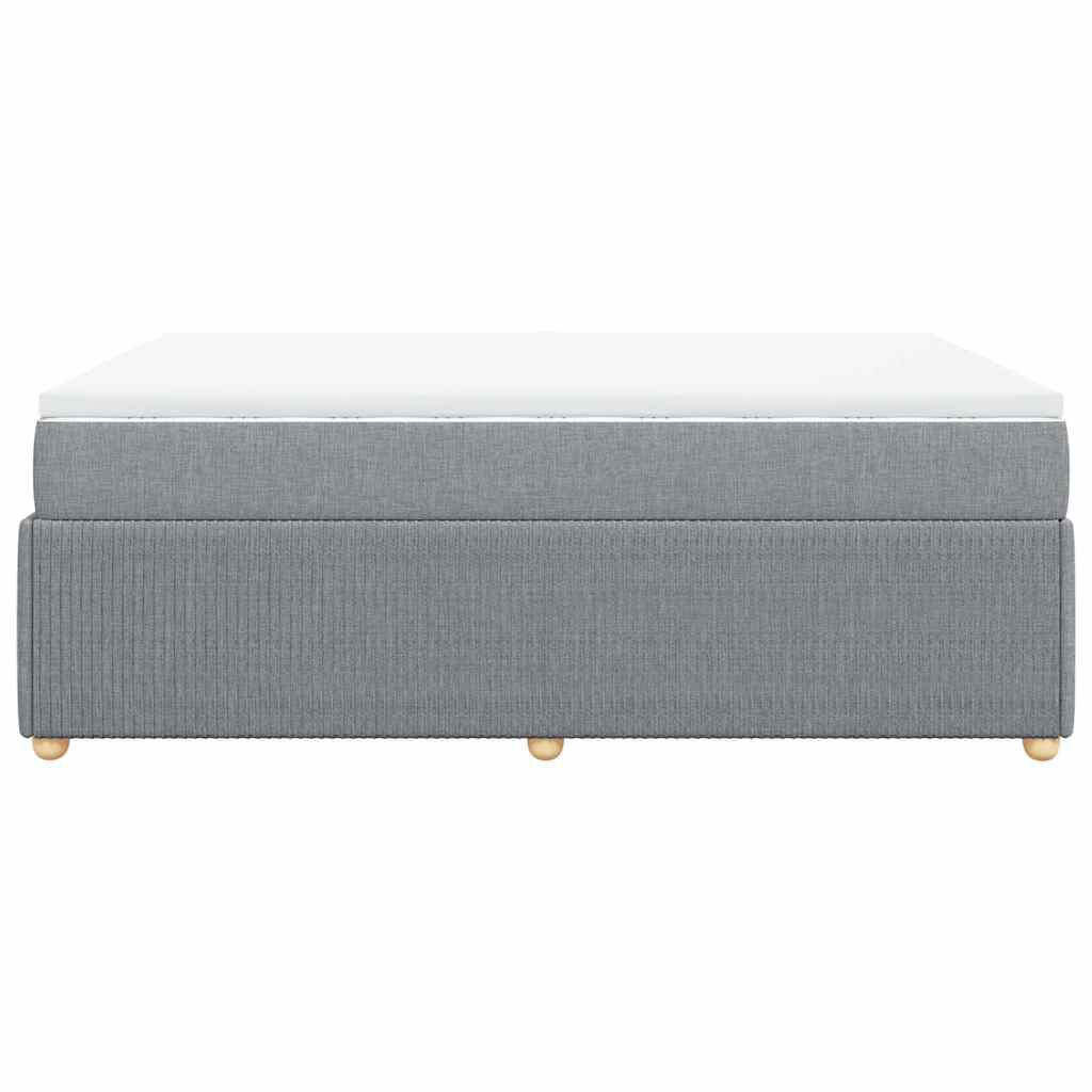 vidaXL Box Spring Bed with Mattress Light Grey Queen Fabric