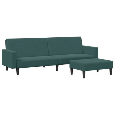 vidaXL 2-Seater Sofa Bed with Footstool Dark Green Velvet