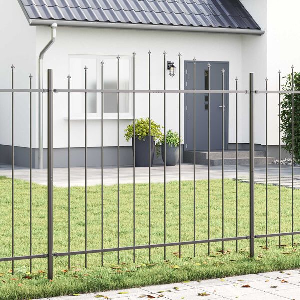 vidaXL Garden Fence 2 pcs Grey 170 x 190 cm Powder-Coated Steel