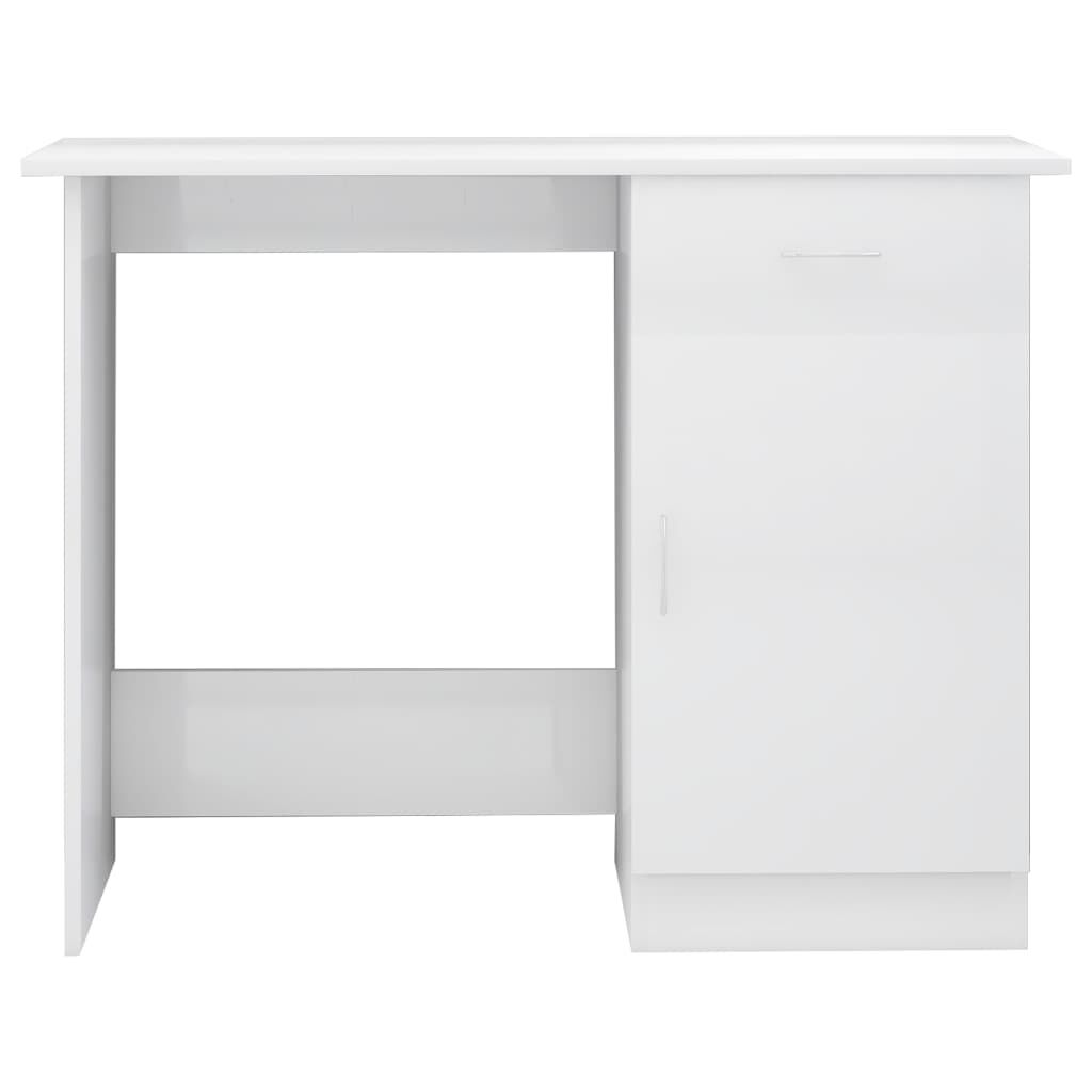 vidaXL Desk High Gloss White 100x50x76 cm Engineered Wood