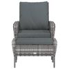 vidaXL Garden Chair with Footstool Grey Poly Rattan