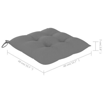 vidaXL Garden Chairs with Grey Cushions 2 pcs Solid Teak Wood