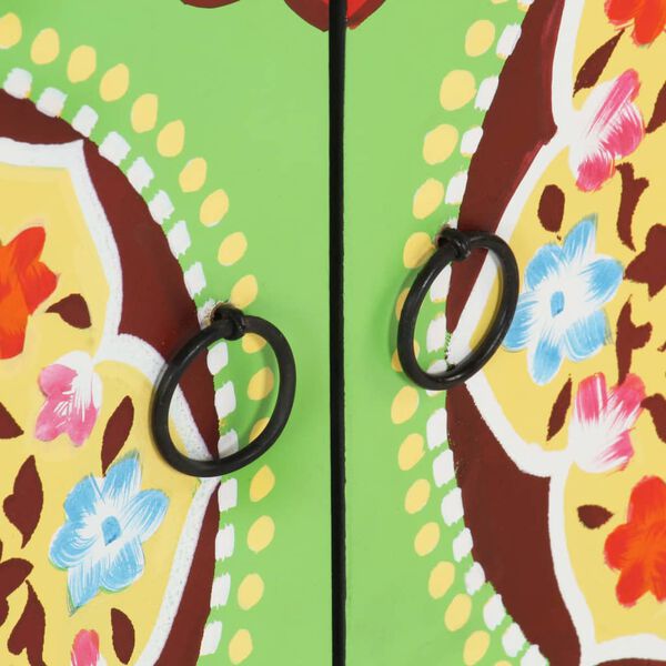 vidaXL Hand Painted Sideboard Multicolour 70x35x60 cm Solid Mango Wood