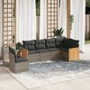 vidaXL 6 Piece Garden Sofa Set with Cushions Grey Poly Rattan