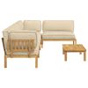 vidaXL Sofa Set with Cushion Plain 5 pcs Beige Solid Acacia Wood