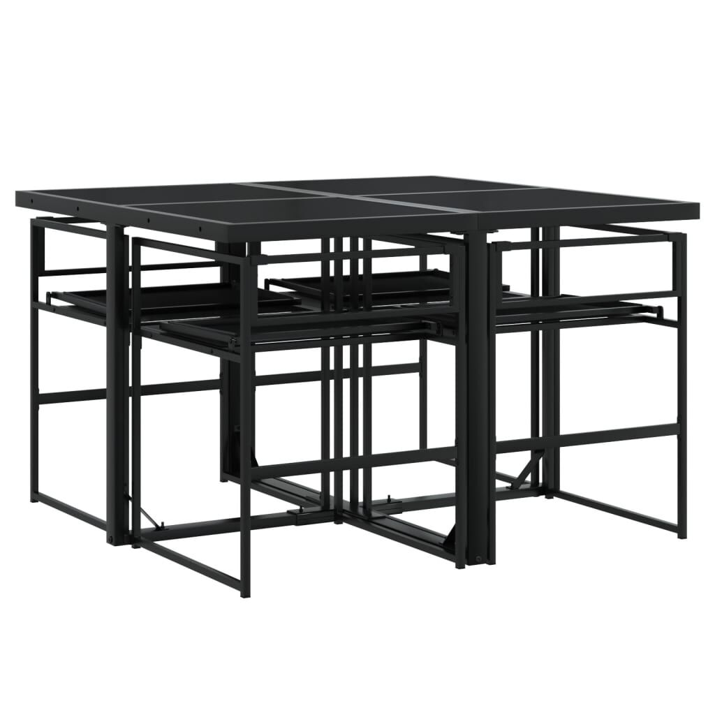 vidaXL 5 Piece Garden Dining Set with Cushions Black Textilene
