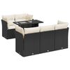 vidaXL 6 Piece Garden Sofa Set with Cushions Black Poly Rattan