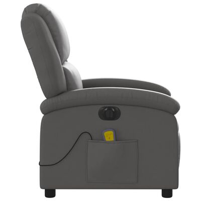 vidaXL Electric Massage Recliner Chair Grey Real Leather