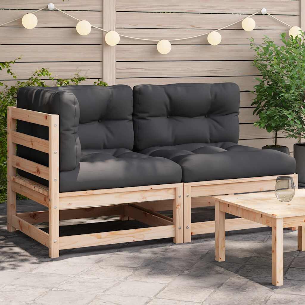 vidaXL Garden Sofa with Cushions 2-Seater Solid Wood Pine