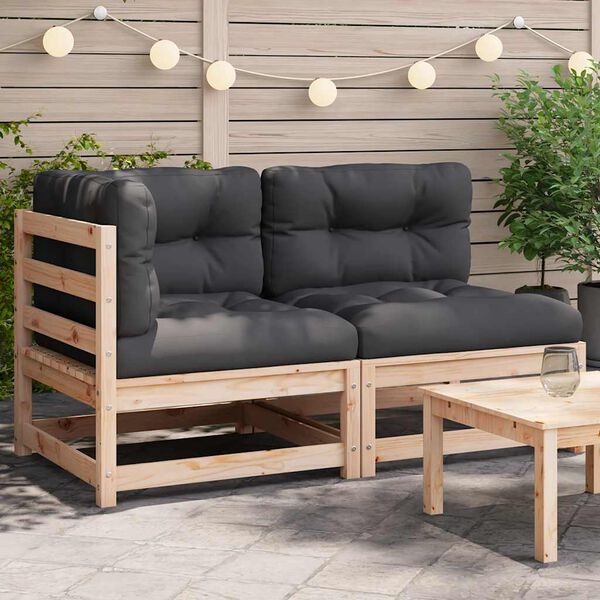 vidaXL Garden Sofa with Cushions 2-Seater Solid Wood Pine