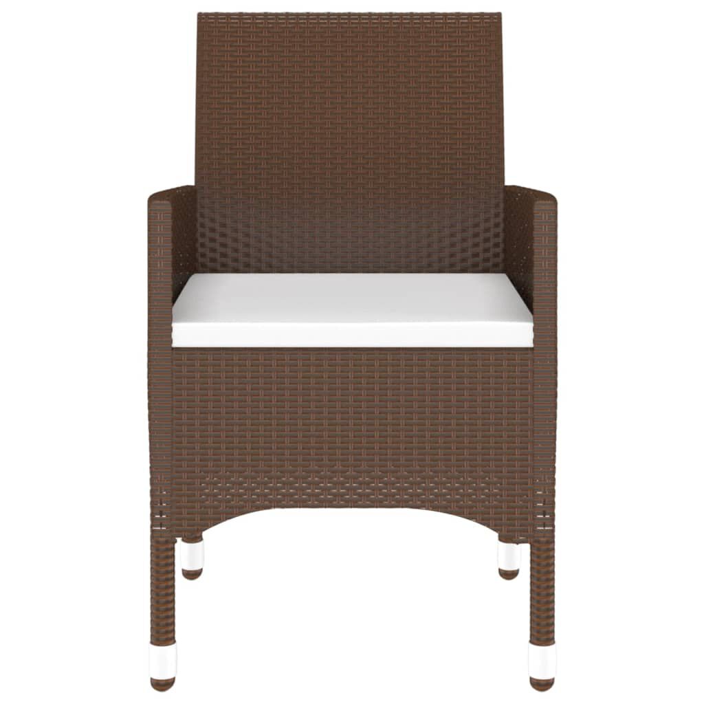 vidaXL 3 Piece Garden Dining Set Poly Rattan Brown