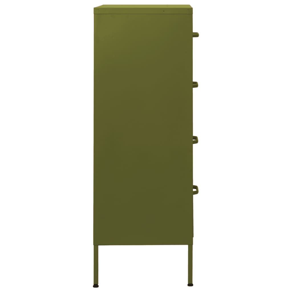 vidaXL Chest of Drawers Olive Green 80x35x101.5 cm Steel