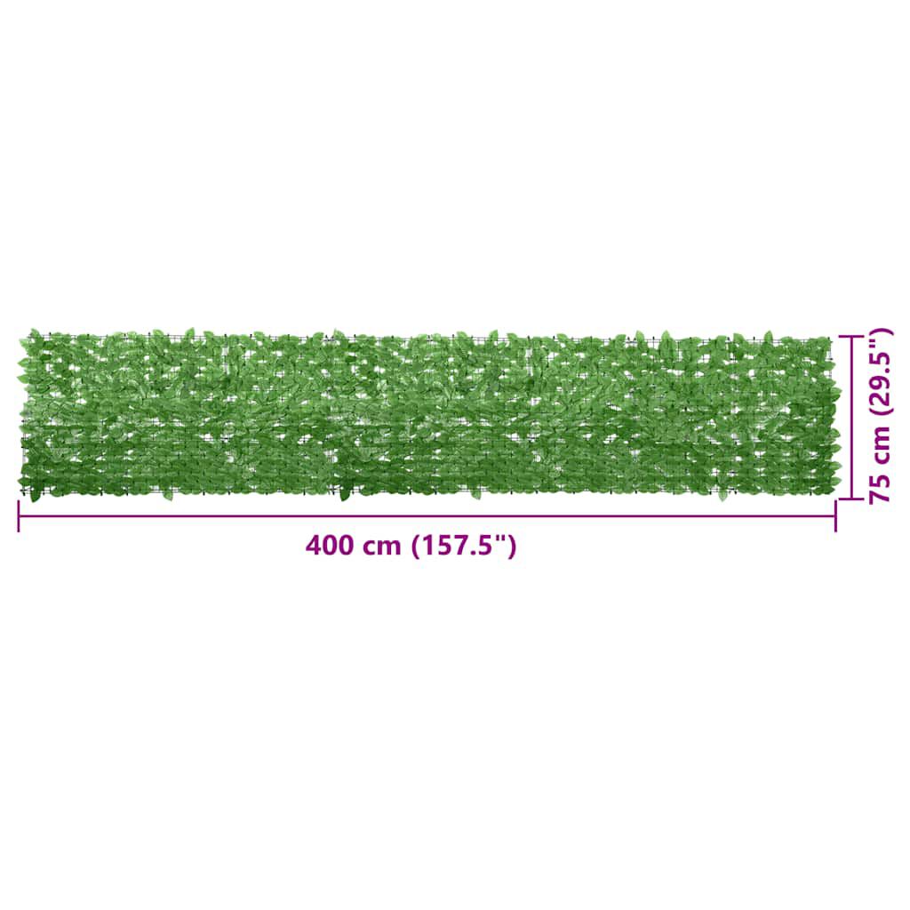 vidaXL Balcony Screen with Green Leaves 400x75cm