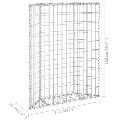vidaXL Trapezium Gabion Raised Bed Galvanised Steel 80x20x100 cm