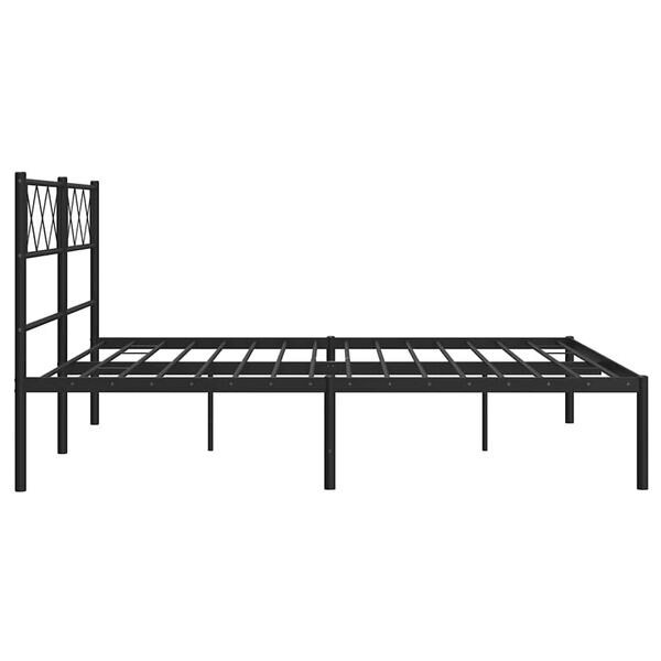 vidaXL Metal Bed Frame without Mattress with Headboard Black 135x190cm