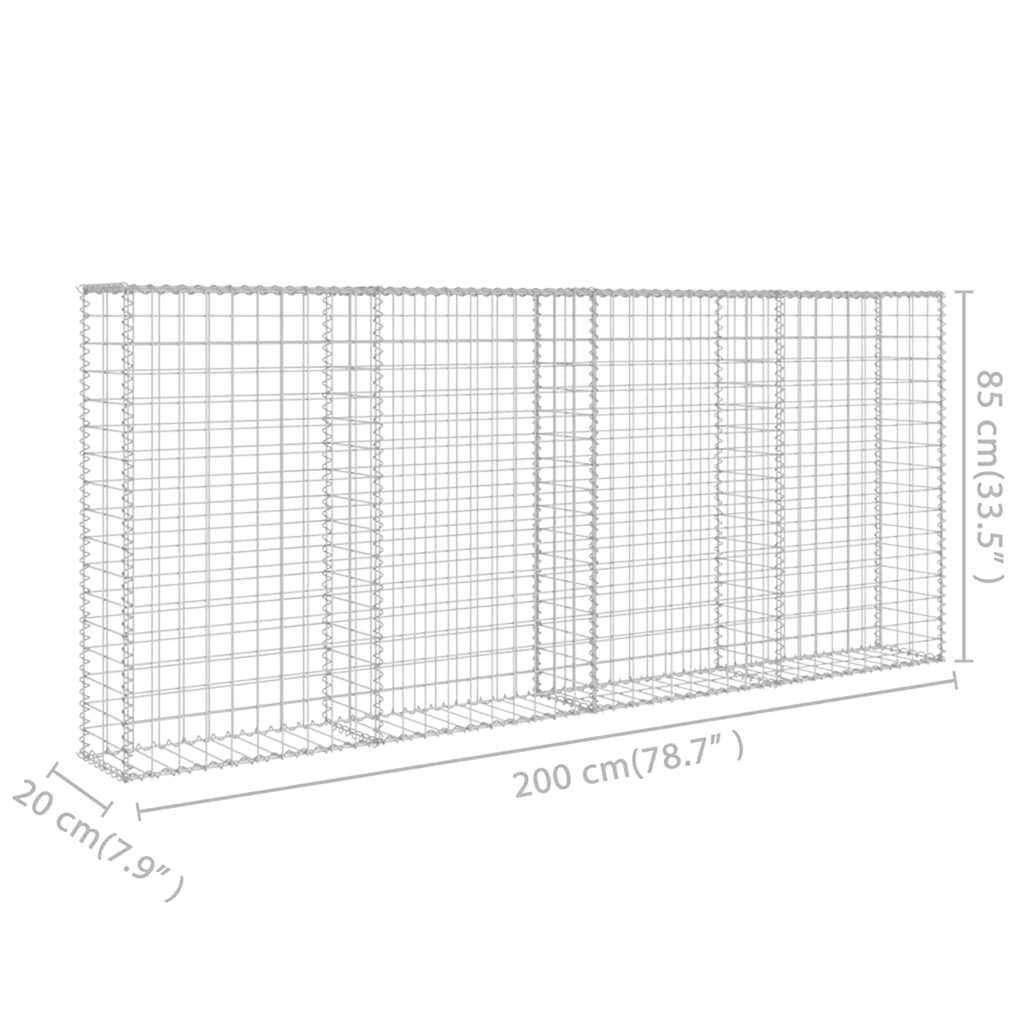 vidaXL Gabion Wall with Covers Galvanised Steel 200x20x85 cm