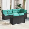 vidaXL Garden Sofa Set with Cushion 7 pcs Black Poly rattan